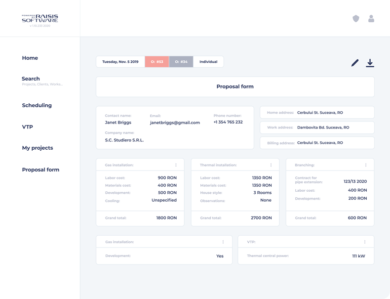 Services 7 Web prototype